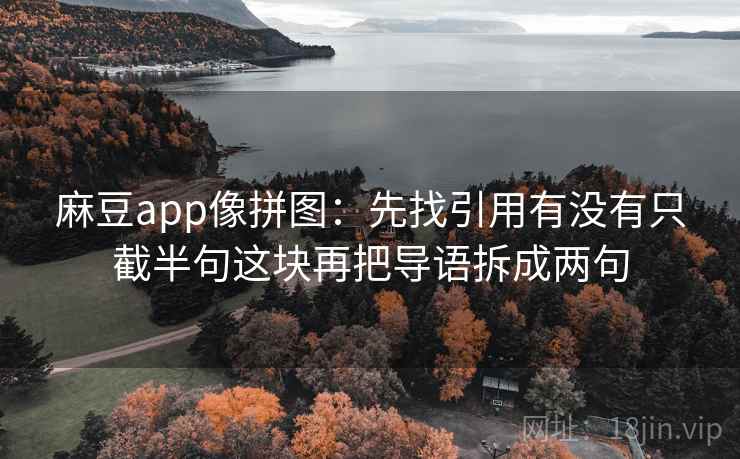 麻豆app像拼图：先找引用有没有只截半句这块再把导语拆成两句